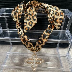 Hand made Leopard Print Scarf Necklace